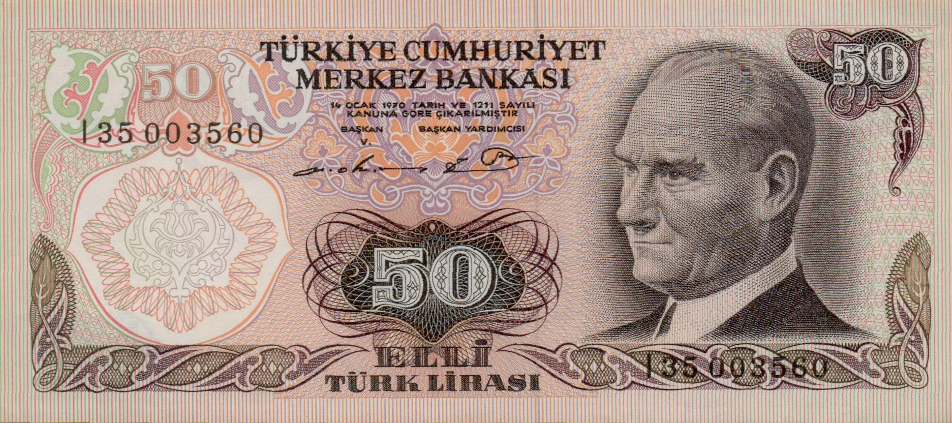 Turkey 50 1970 UNC P-188/1